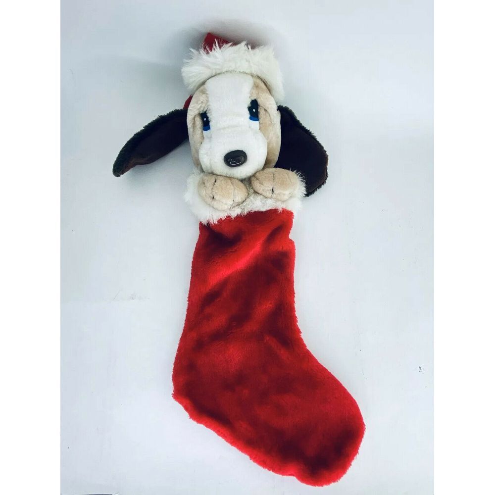 BJ Toy Co Dog Christmas Stocking 3D Plush VTG